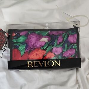 Revlon Floral Cosmetic Bag - Purple and Red 1994